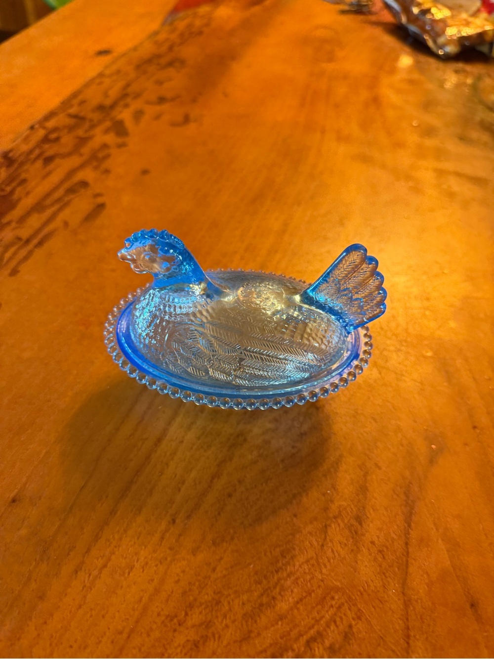 Blue  Hen-on-Nest acrylic 5” NOT GLASS
